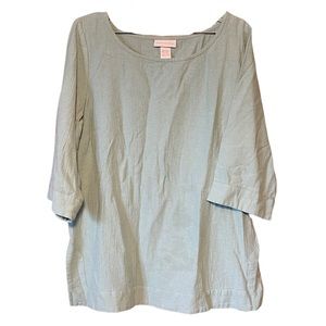 Soft Surroundings Woman's Lightweight Off Blue Blouse Size Large Petite
